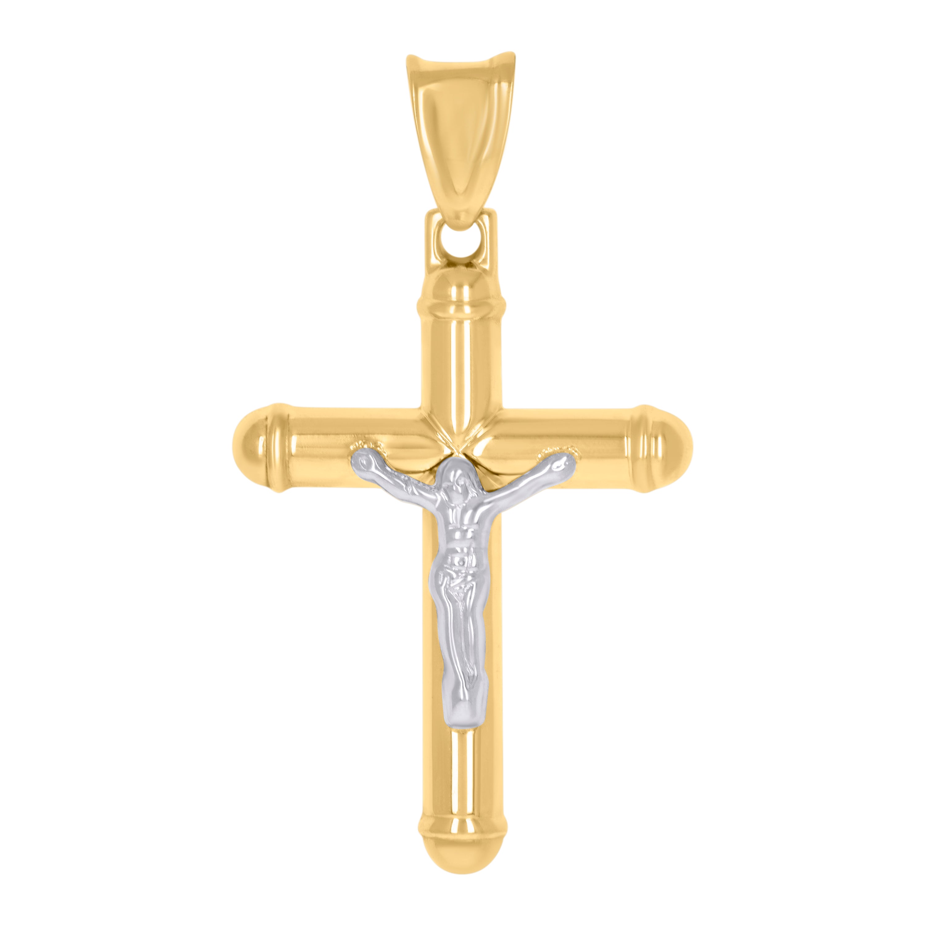 14kt Two-tone Gold Mens Crucifix Cross Religious Charm Pendant
