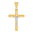 14kt Two-tone Gold Mens Crucifix Cross Religious Charm Pendant