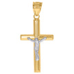 14kt Two-tone Gold Mens Crucifix Cross Religious Charm Pendant