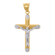 14kt Two-tone Gold Mens Crucifix Cross Religious Charm Pendant