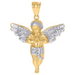 14kt Two-tone Gold Mens Angel Religious Charm Pendant