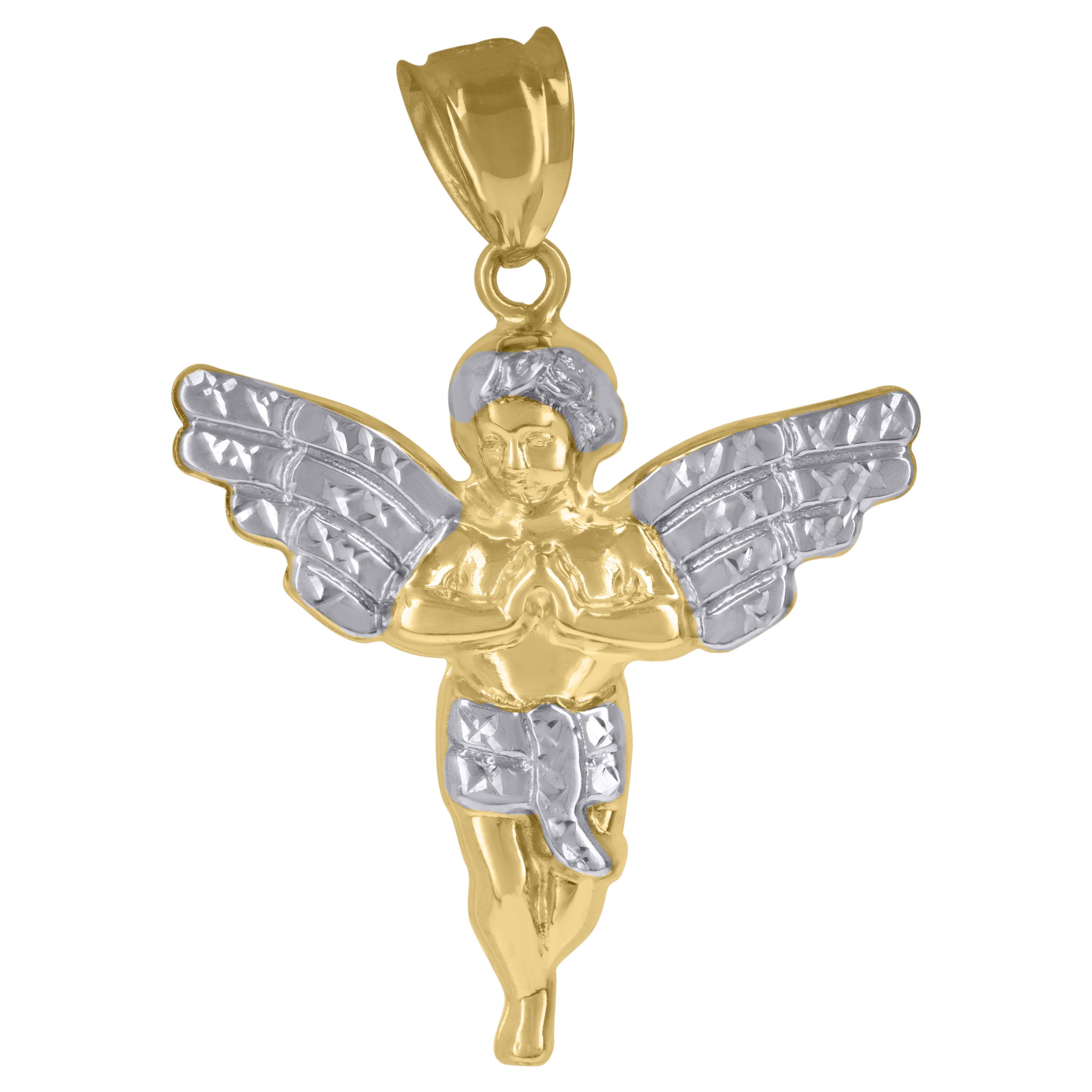 14kt Two-tone Gold Mens Angel Religious Charm Pendant