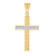 14kt Two-tone Gold Unisex Greek Key Cross Religious Charm Pendant