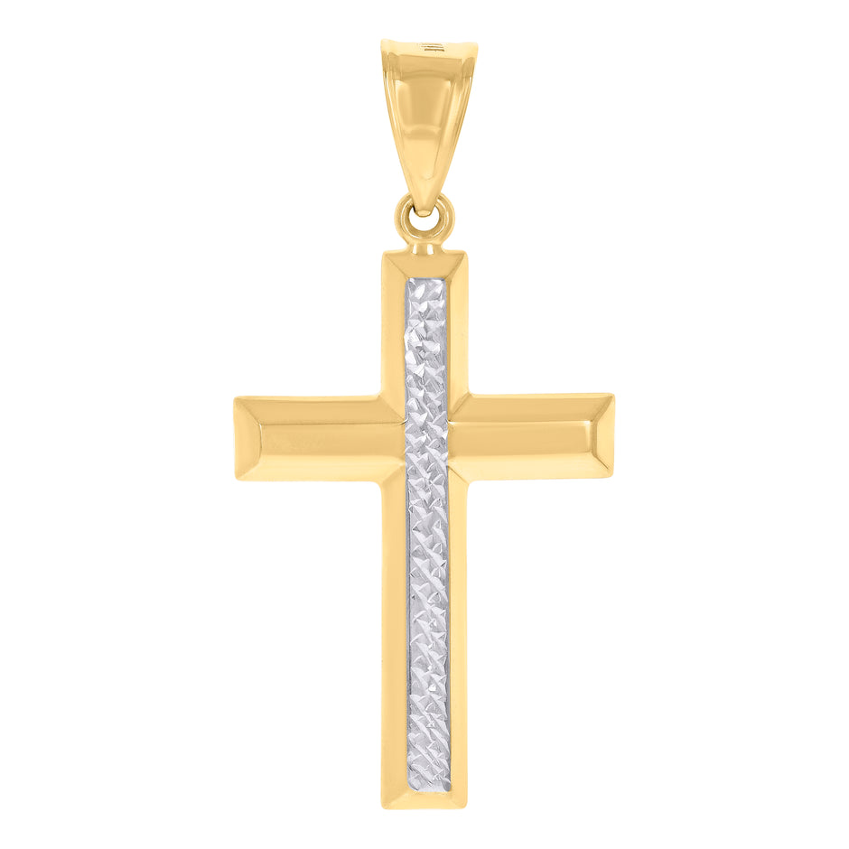 14kt Two-Tone Gold Mens Cross Religious Charm Pendant