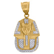 14kt Two-tone Gold Mens Pharaoh Egyptian Charm Pendant