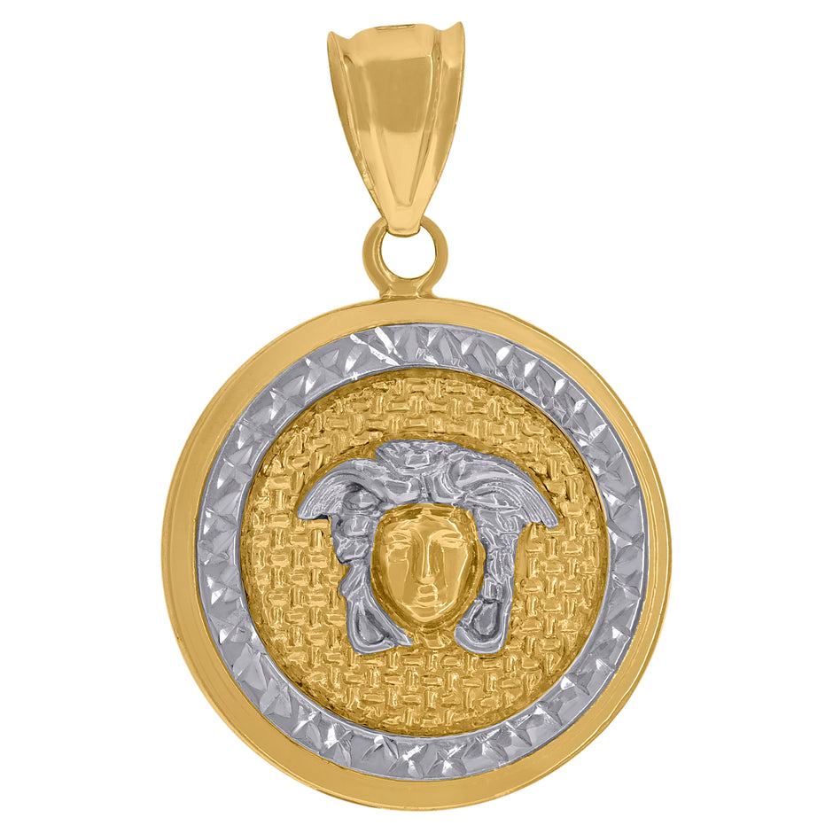 14kt Two-Tone Gold Mens Medusa Fashion Charm Pendant