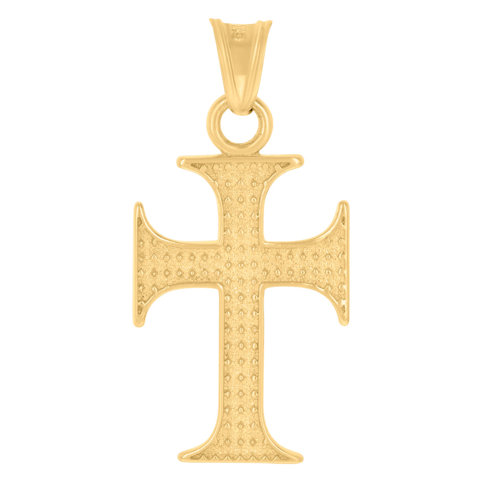 10kt Yellow Gold Mens Cross Religious Charm Pendant