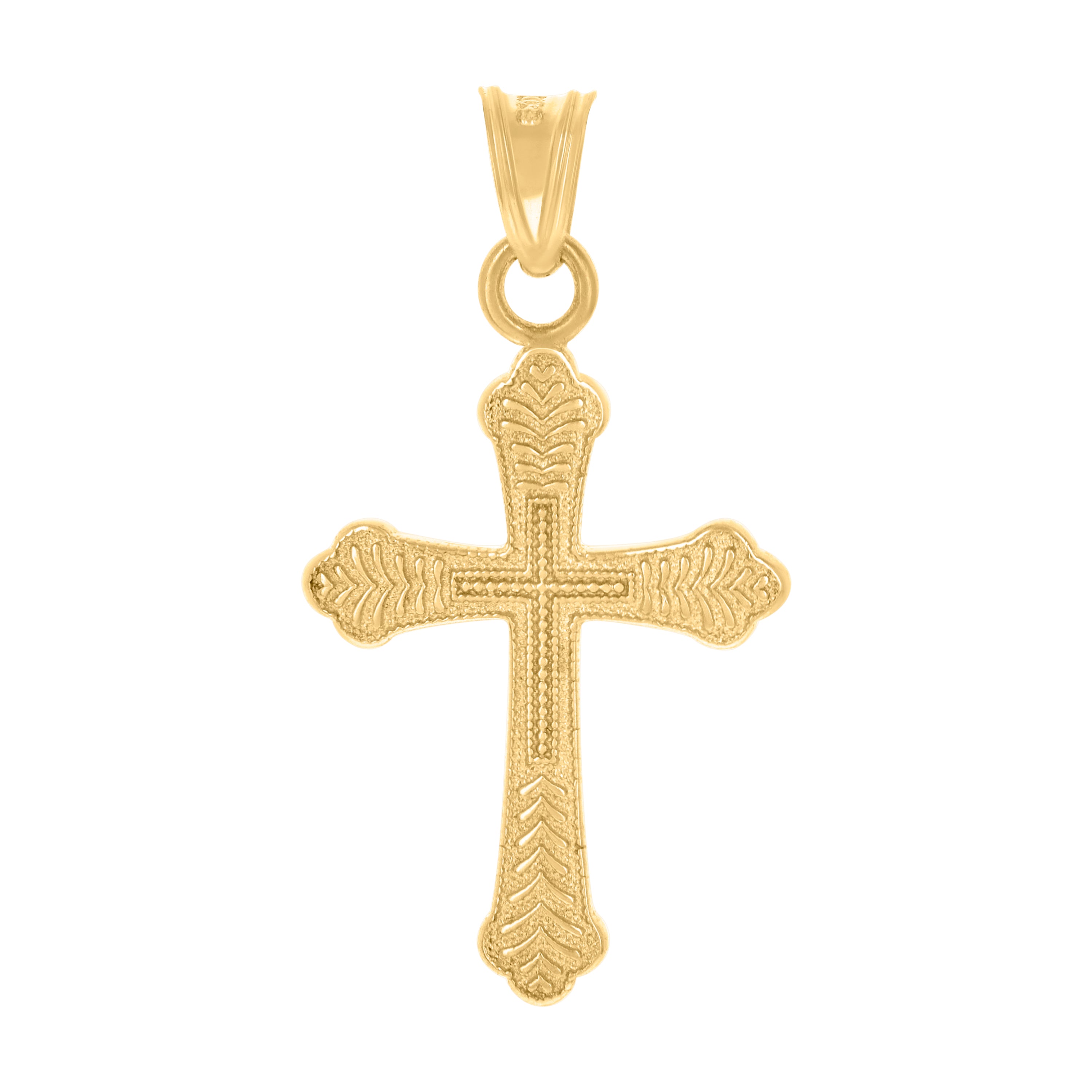 10kt Yellow Gold Mens Cross Religious Charm Pendant