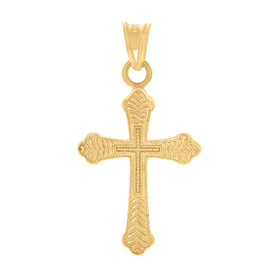 10kt Yellow Gold Mens Cross Religious Charm Pendant