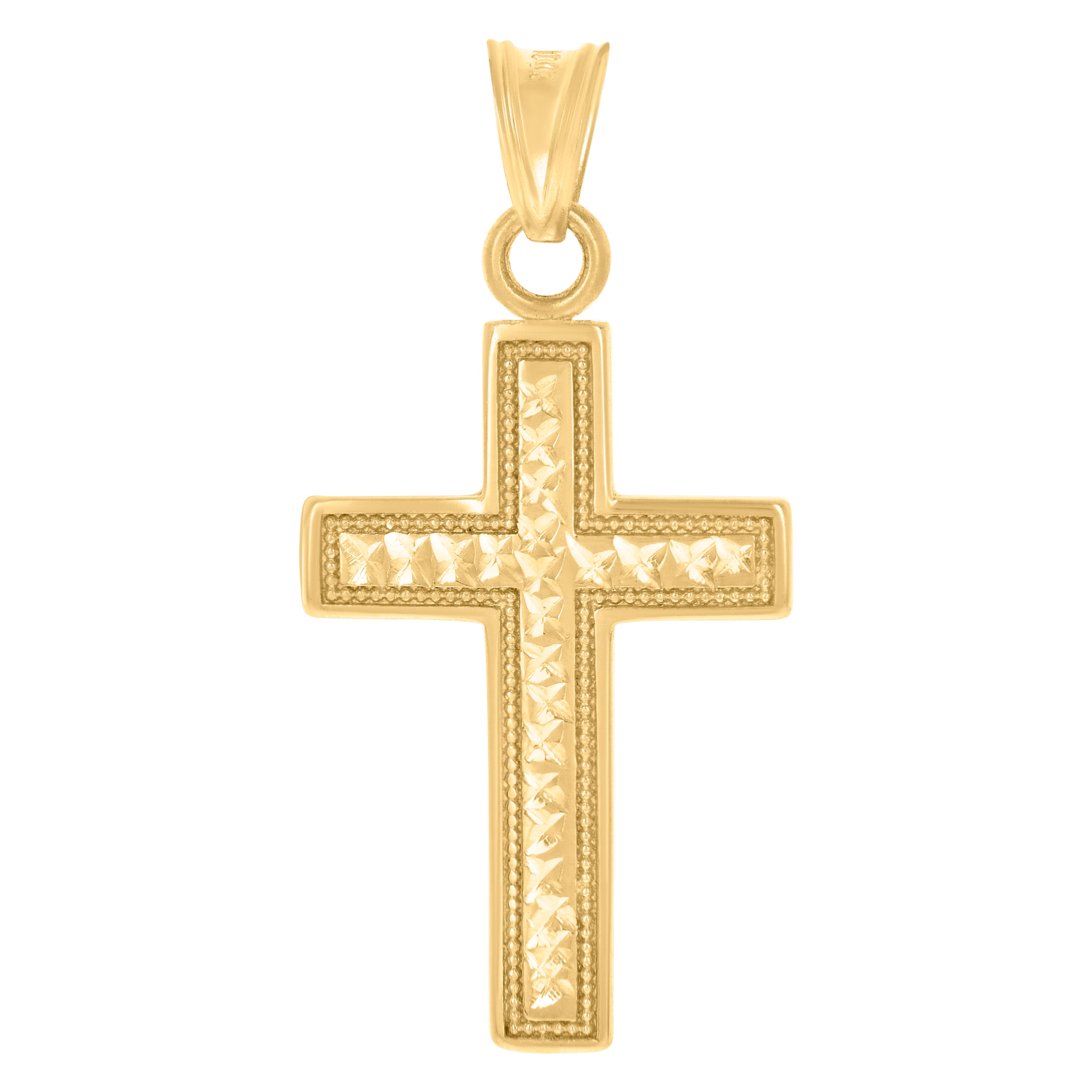 10kt Yellow Gold Mens Cross Religious Charm Pendant