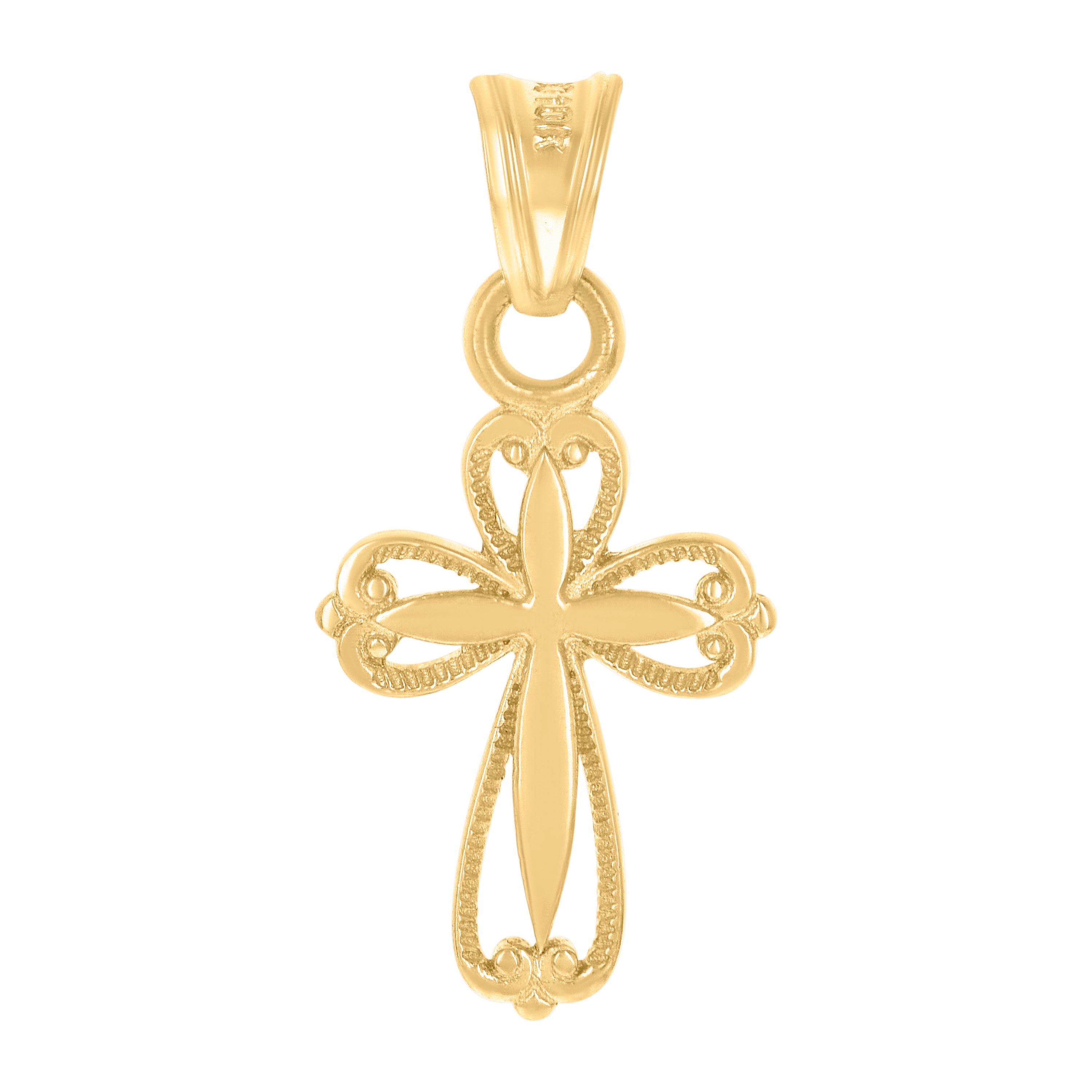 10kt Yellow Gold Mens Cross Religious Charm Pendant