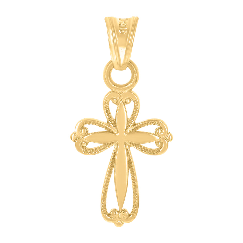 10kt Yellow Gold Mens Cross Religious Charm Pendant