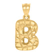 10kt Yellow Gold Unisex Initial Alphabet B Nugget Charm Pendant