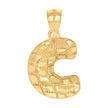 10kt Yellow Gold Unisex Initial Alphabet C Nugget Charm Pendant