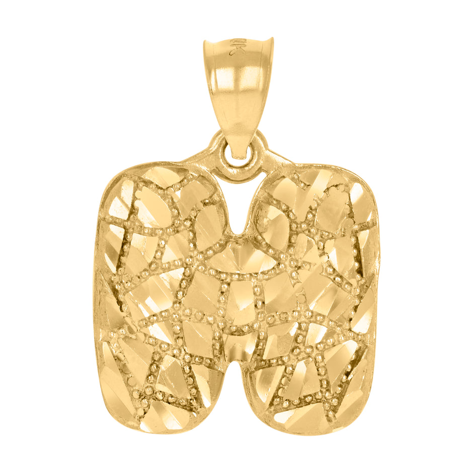 10kt Yellow Gold Unisex Initial Alphabet H Nugget Charm Pendant