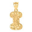 10kt Yellow Gold Unisex Initial Alphabet I Nugget Charm Pendant