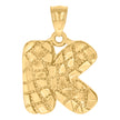 10kt Yellow Gold Unisex Initial Alphabet K Nugget Charm Pendant