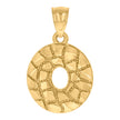 10kt Yellow Gold Unisex Initial Alphabet O Nugget Charm Pendant
