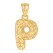 10kt Yellow Gold Unisex Initial Alphabet P Nugget Charm Pendant