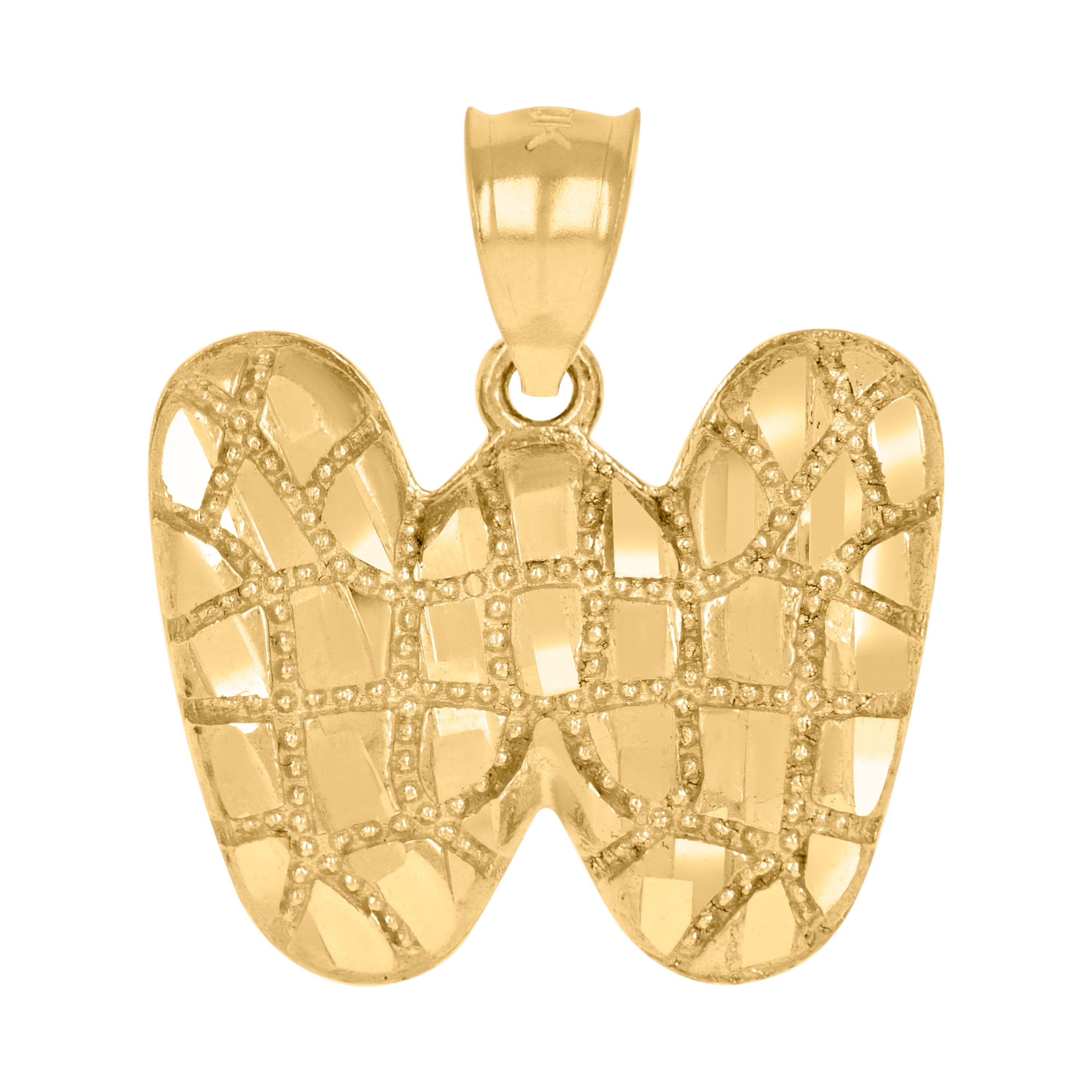 10kt Yellow Gold Unisex Initial Alphabet W Nugget Charm Pendant