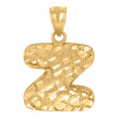 10kt Yellow Gold Unisex Initial Alphabet Z Nugget Charm Pendant
