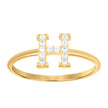 10kt Yellow Gold Womens Cubic Zirconia Initial Alphabet H Ring