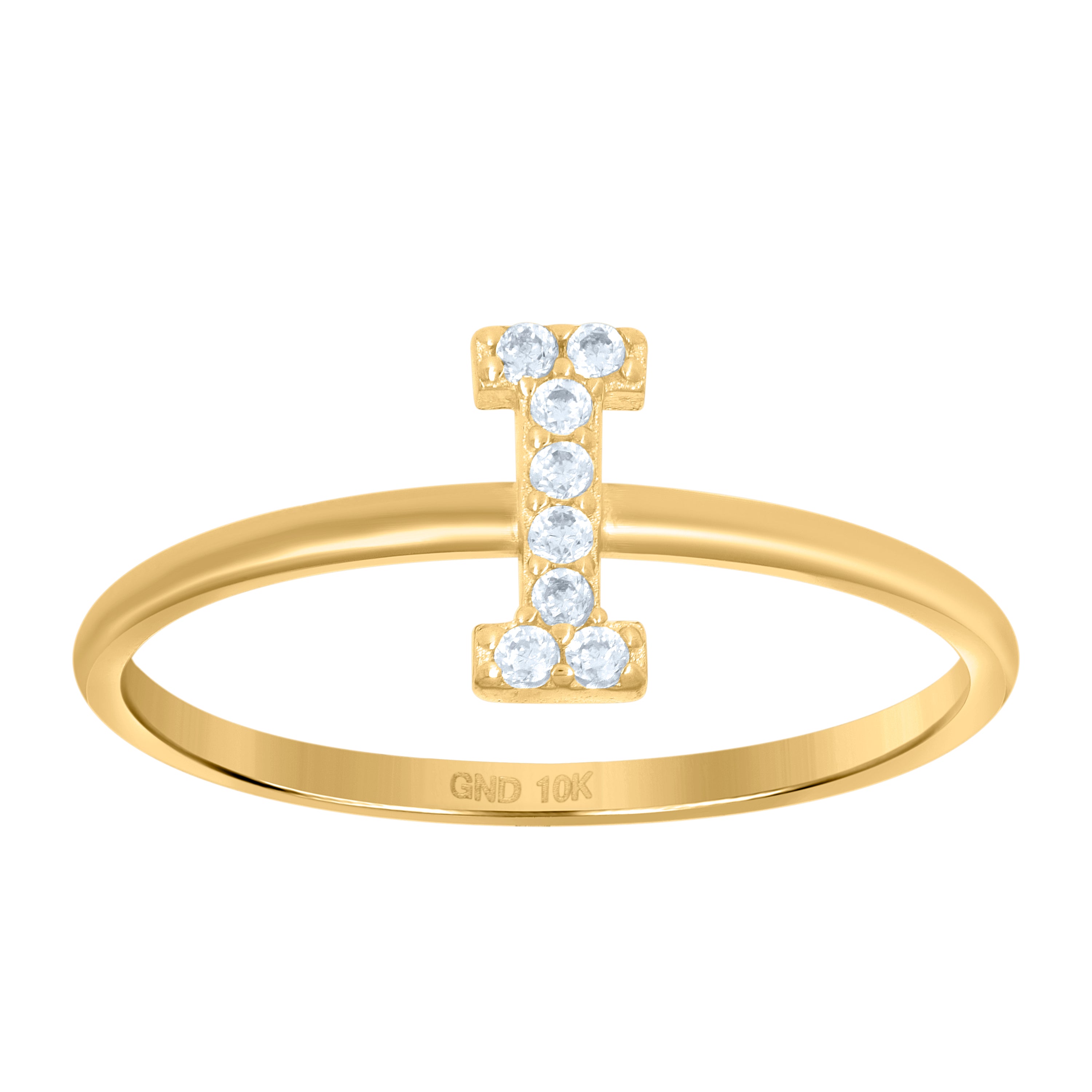 10kt Yellow Gold Womens Cubic Zirconia Initial Alphabet I Ring