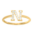 10kt Yellow Gold Womens Cubic Zirconia Initial Alphabet N Ring