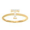 10kt Yellow Gold Womens Cubic Zirconia Initial Alphabet T Ring