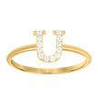10kt Yellow Gold Womens Cubic Zirconia Initial Alphabet U Ring