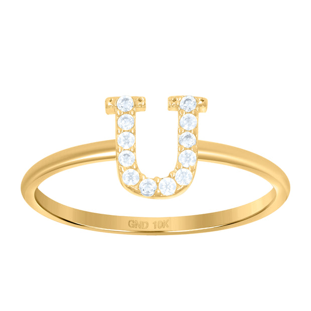 10Kt Gold Turkish Ring Initial Letter "U"