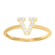 10kt Yellow Gold Womens Cubic Zirconia Initial Alphabet V Ring