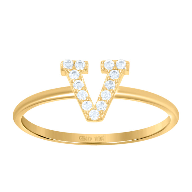 10Kt Gold Turkish Ring Initial Letter "V"