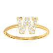10kt Yellow Gold Womens Cubic Zirconia Initial Alphabet W Ring