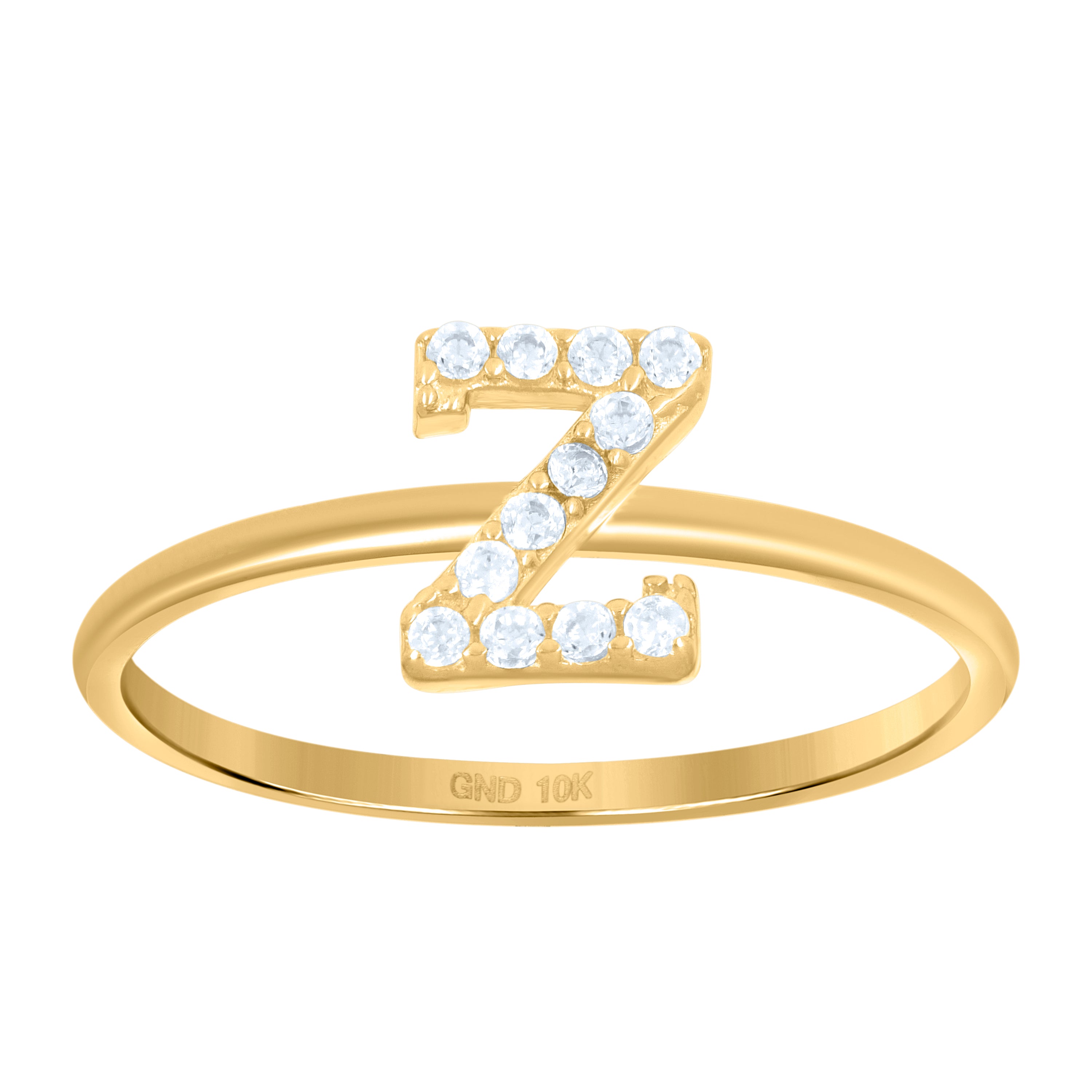 10kt Yellow Gold Womens Cubic Zirconia Initial Alphabet Z Ring