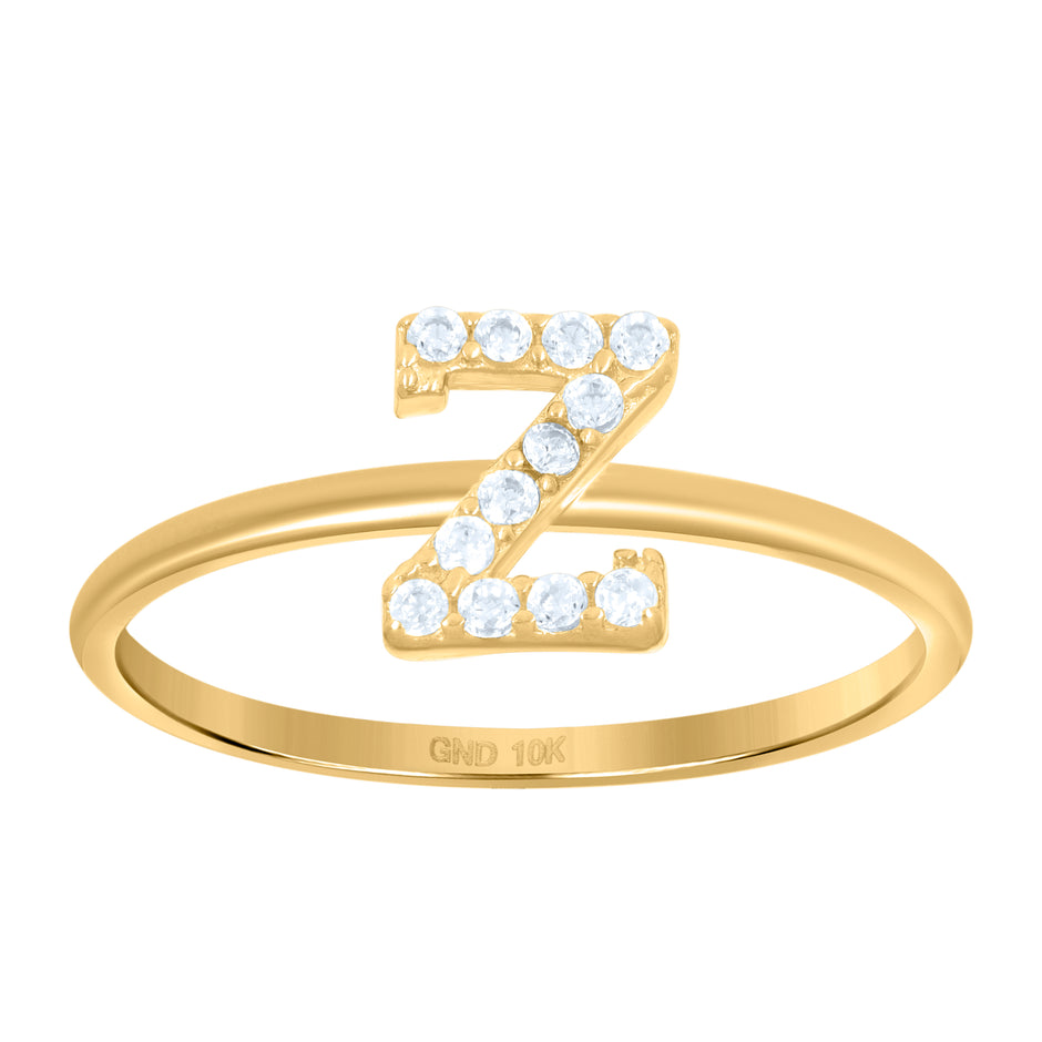 10kt Yellow Gold Womens Cubic Zirconia Initial Alphabet Z Ring