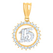 10kt Two-tone Gold Womens Cubic-Zirconia Anos 15 Quinceanera Charm Pendant