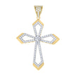 10kt Two-tone Gold Mens Cubic-Zirconia Cross Religious Charm Pendant