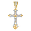 10kt Two-tone Gold Mens Cubic-Zirconia Cross Religious Charm Pendant