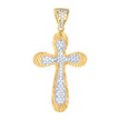 10kt Two-tone Gold Mens Cubic-Zirconia Cross Religious Charm Pendant