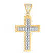 10kt Two-tone Gold Mens Cubic-Zirconia Cross Religious Charm Pendant