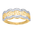 10kt Two-tone Gold Womens Cubic-Zirconia Greek Key Fashion Ring