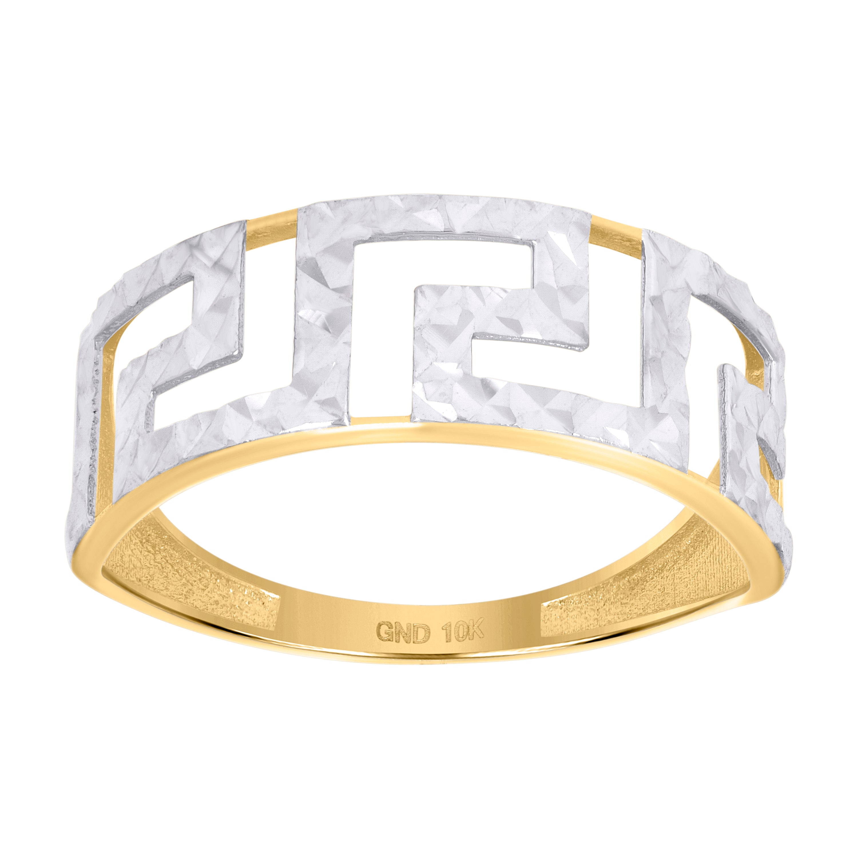 10kt Two-tone Gold Womens Greek Key Fashion Ring