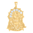 925 Sterling Silver Yellow-tone Mens Cubic-Zirconia Jesus Religious Charm Pendant