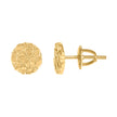 925 Sterling Silver Yellow-tone Unisex Round Nugget Stud Earrings