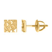 925 Sterling Silver Yellow-tone Unisex Square Nugget Stud Earrings