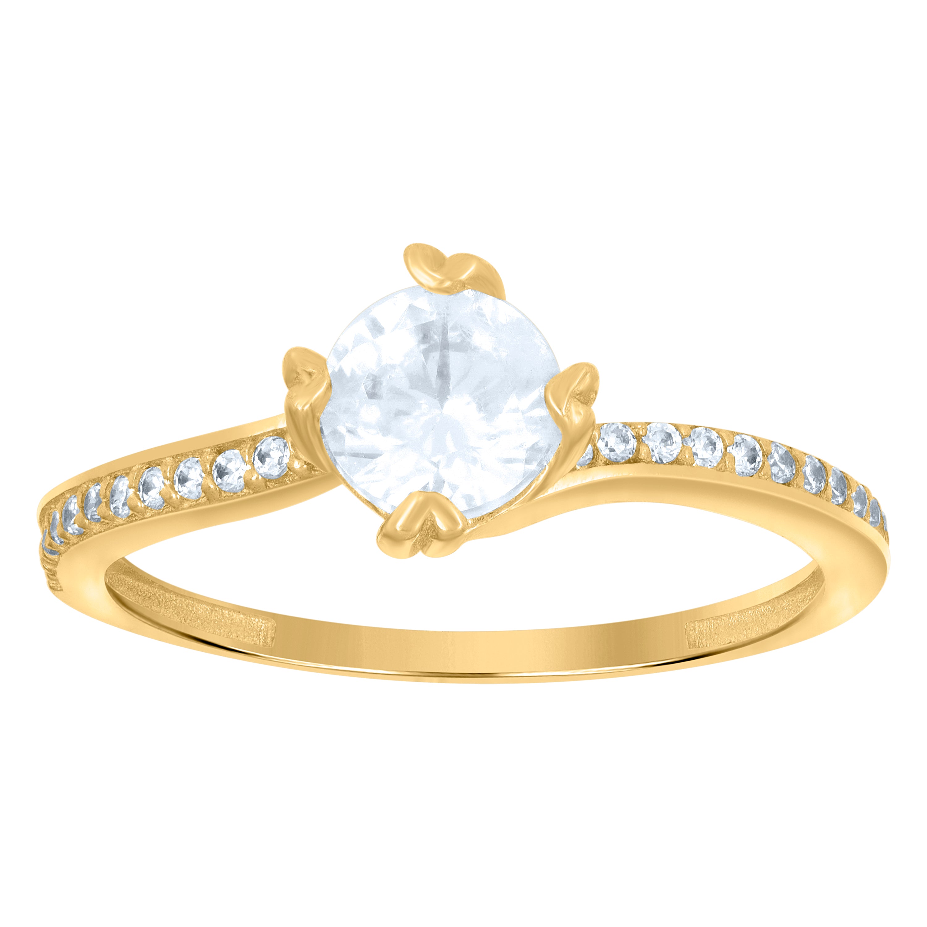 14kt Yellow Gold Womens Cubic-Zirconia Engagement Ring