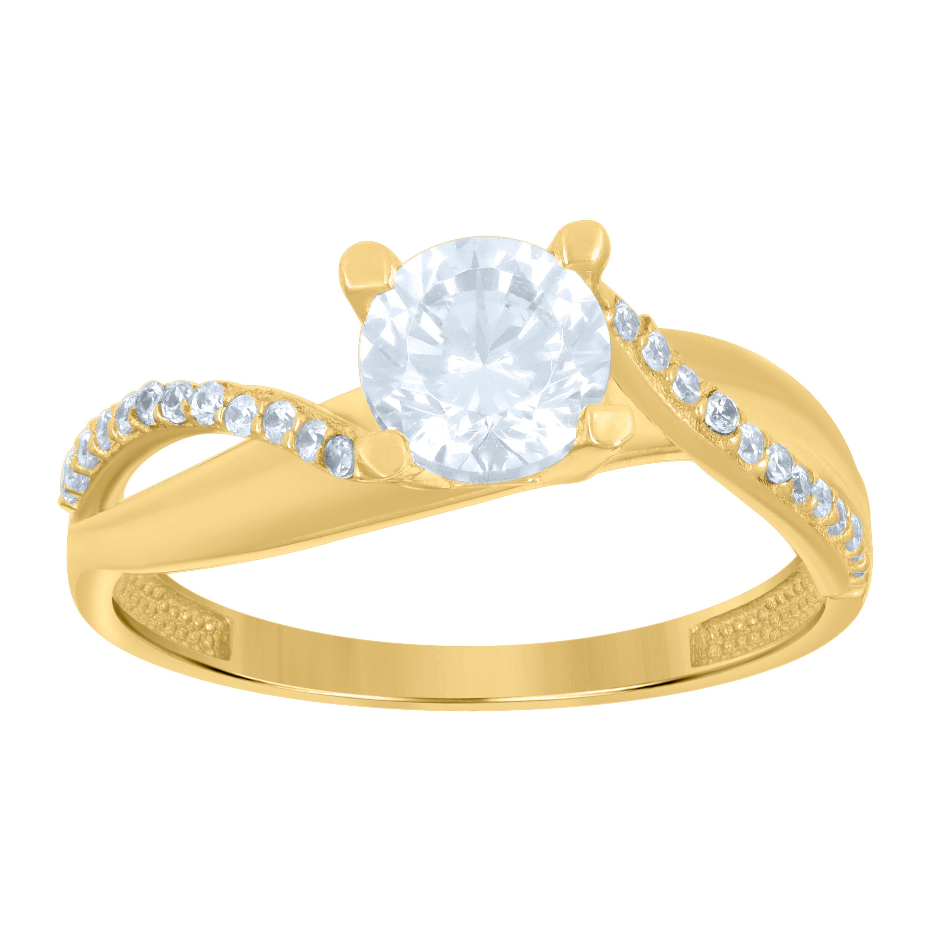 14kt Yellow Gold Womens Cubic-Zirconia Engagement Ring