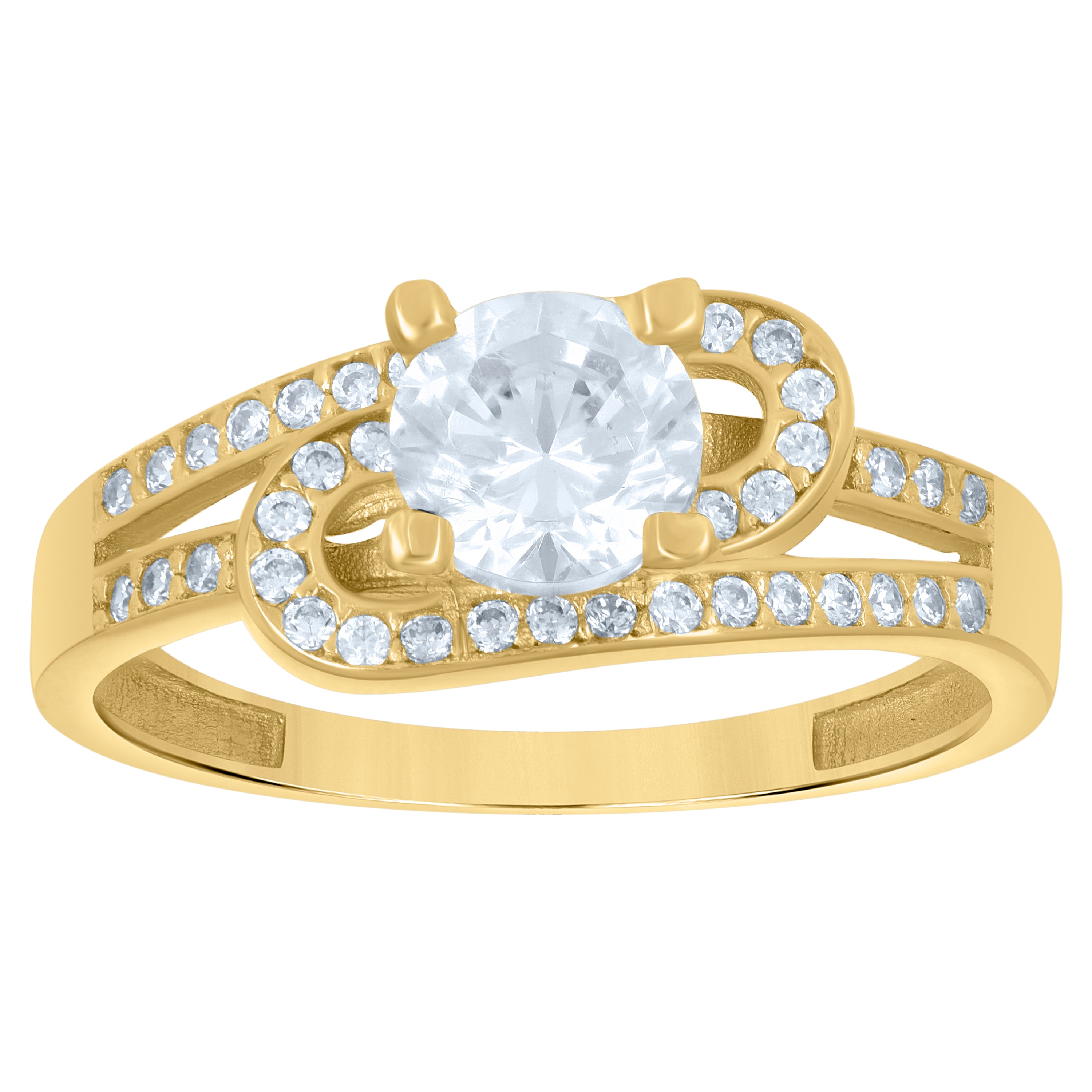 14kt Yellow Gold Womens Cubic-Zirconia Fashion Ring