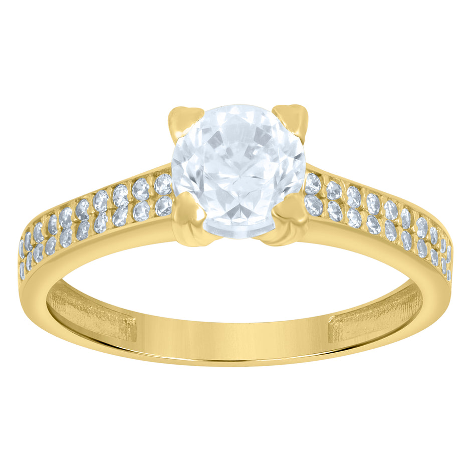 10kt Yellow Gold Womens Cubic-Zirconia Engagement Ring 